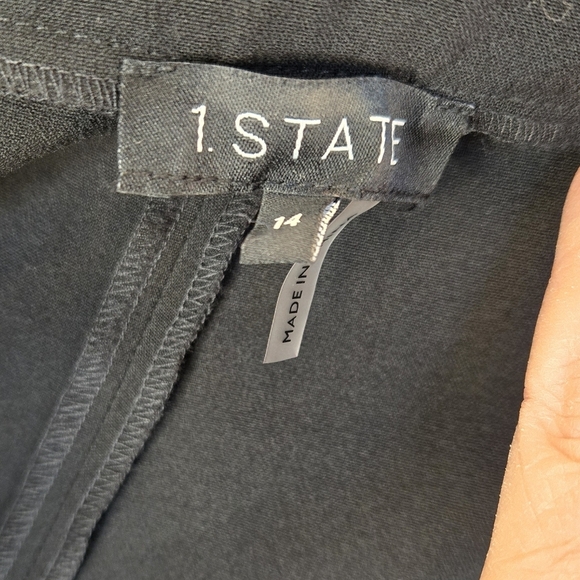 1. State Womens Trousers Sz 14 Black Tapered Front Slit Leg Side Zip Stretch - Picture 7 of 12